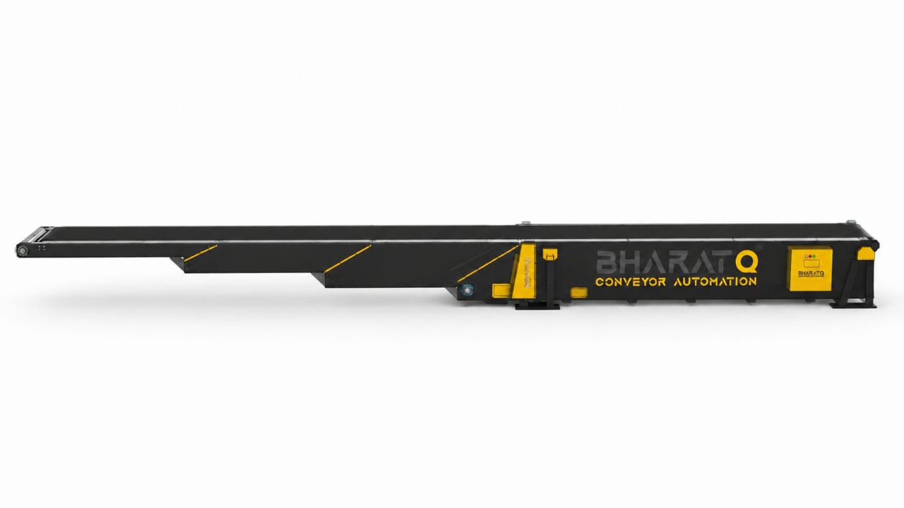 BharatQ Telescopic Belt Conveyor in Warehouse